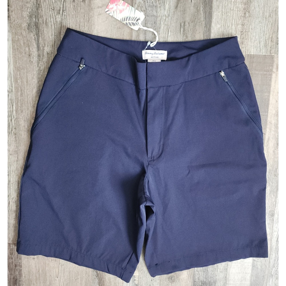 Tommy Bahama Active Shorts Womens Small Blue Zipper Pocket Golf Tennis Stretch